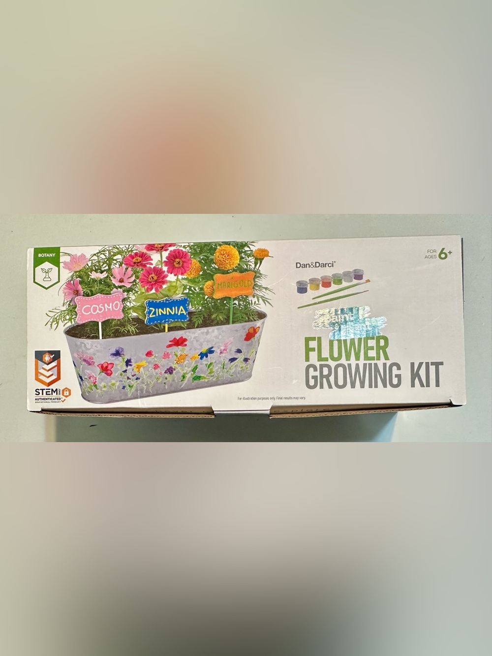 Kids Floral Metal Planter Kit - White
